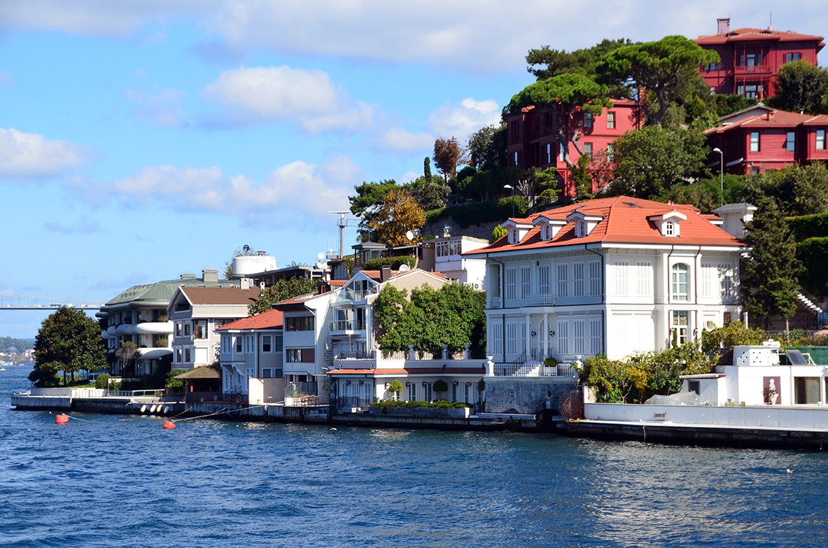 Les yali luxueuses villas qui bordent des deux côtés de la rive le détroit.