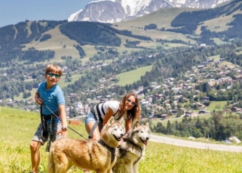 Cani-rando des enfants à Megève