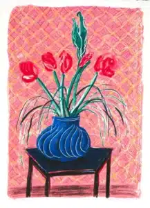 David Hockney. "Amaryllis in vase". © David Hockney/Tyler Graphics Ltd. Crédit photo: Richard Schmidt.