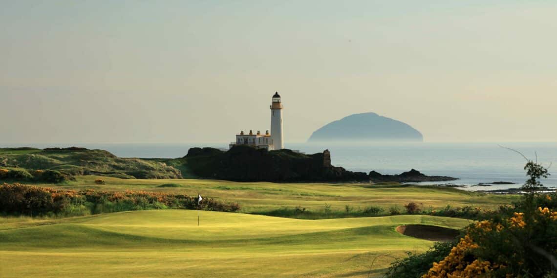 on the King Robert the Bruce Course at the Trump Turnberry Resort on May 28, 2018 in Turnberry, Scotland.