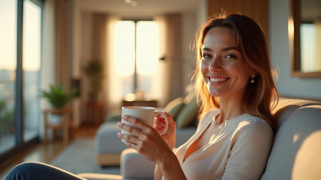 Vue intérieure d'un appart hôtel moderne et lumineux, solution d'hébergement hybride.