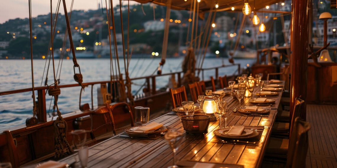 dining table in the yacht
