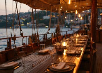 dining table in the yacht