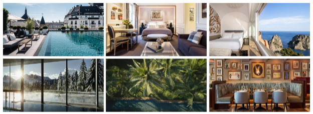 8 photos des hôtels SLH : Hôtel Nimb ; Grand Hôtel du Palais Royal ; Punta Tragara ; Forestis ; The Retreat Koh Chang ; Breidenbacher Hof