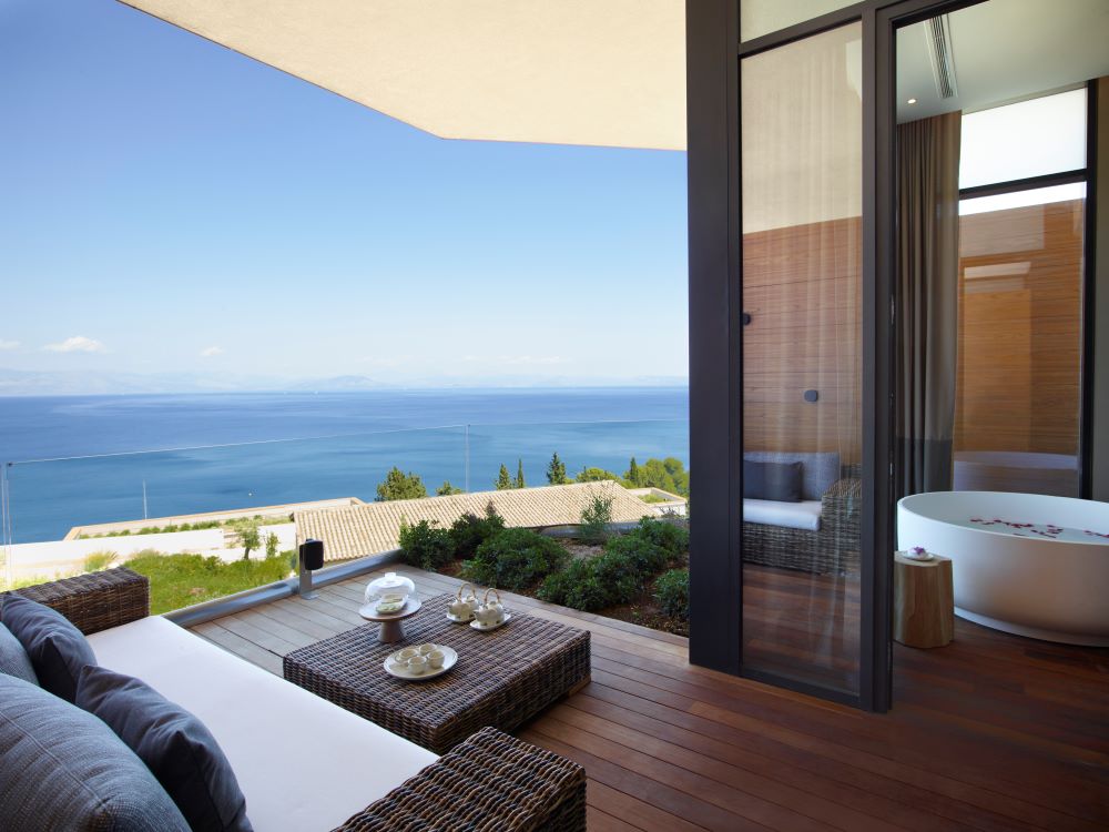 vue mer chambre baignoire