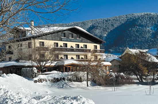 chalet sous la neige