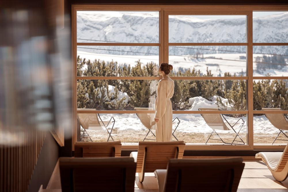 spa vue montagnes enneigées