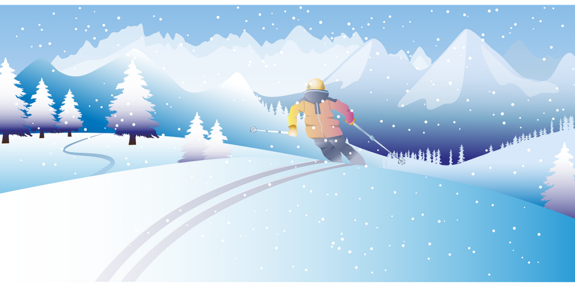 illustration skieur neige