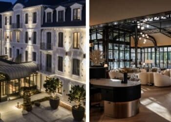 vue hôtel extérieur la nuit et restaurant