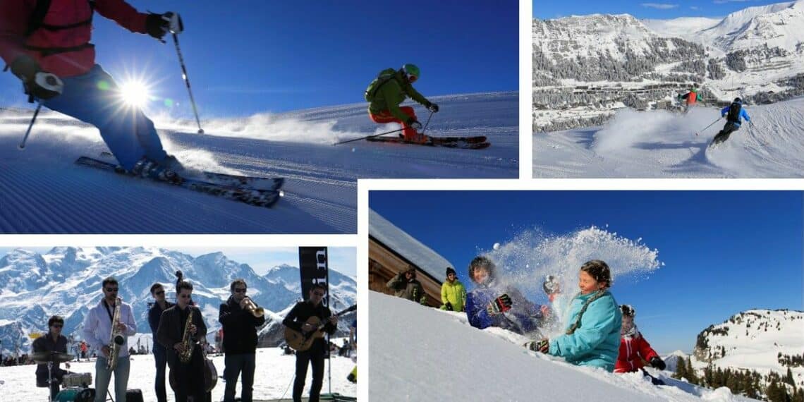 neige skis enfants musiciens