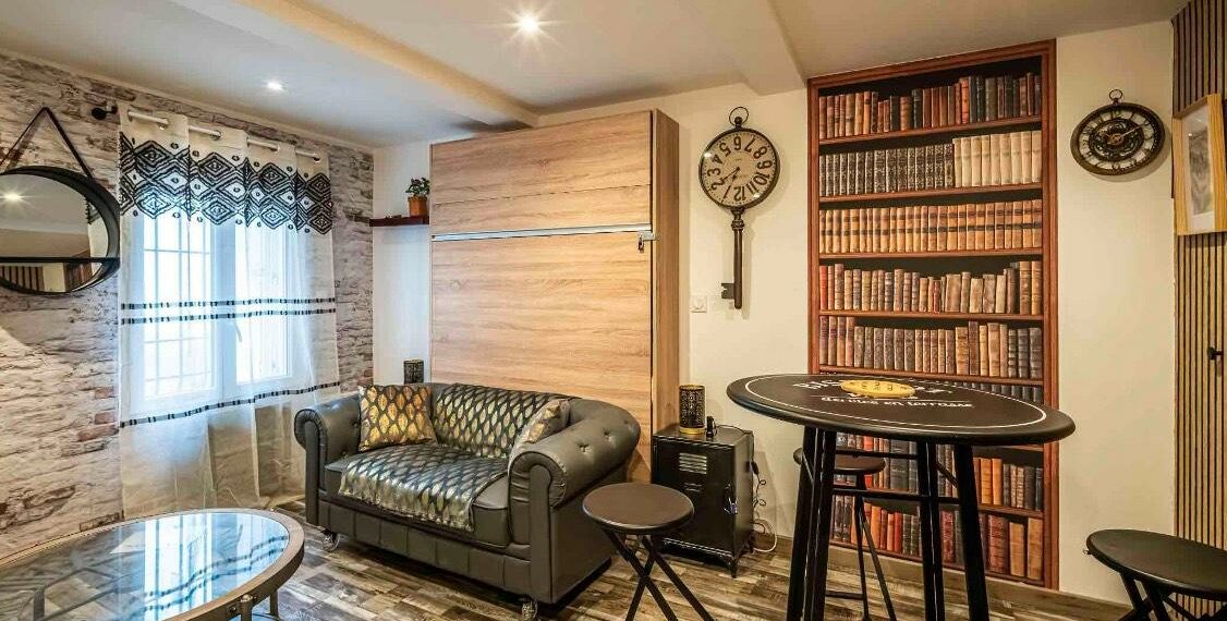 salon fauteuil bibliothèque livres