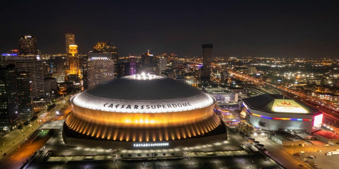 stade illuminé la nuit