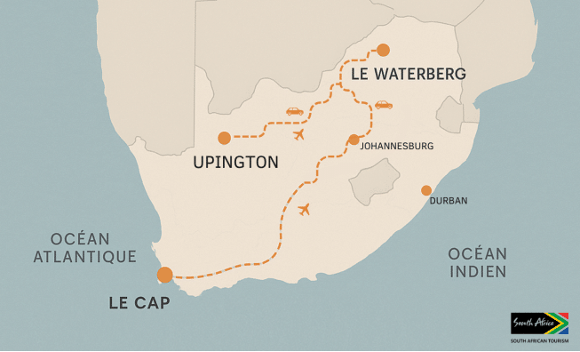 carte Afrique du sud itinéraires