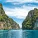 rochers montagnes mer bateaux