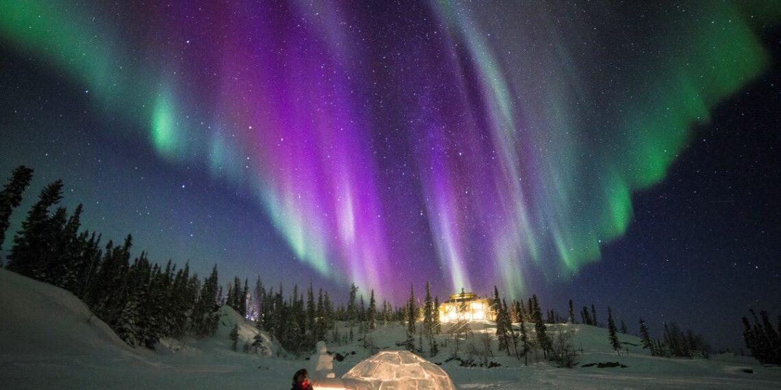 igloo neige aurores boréales